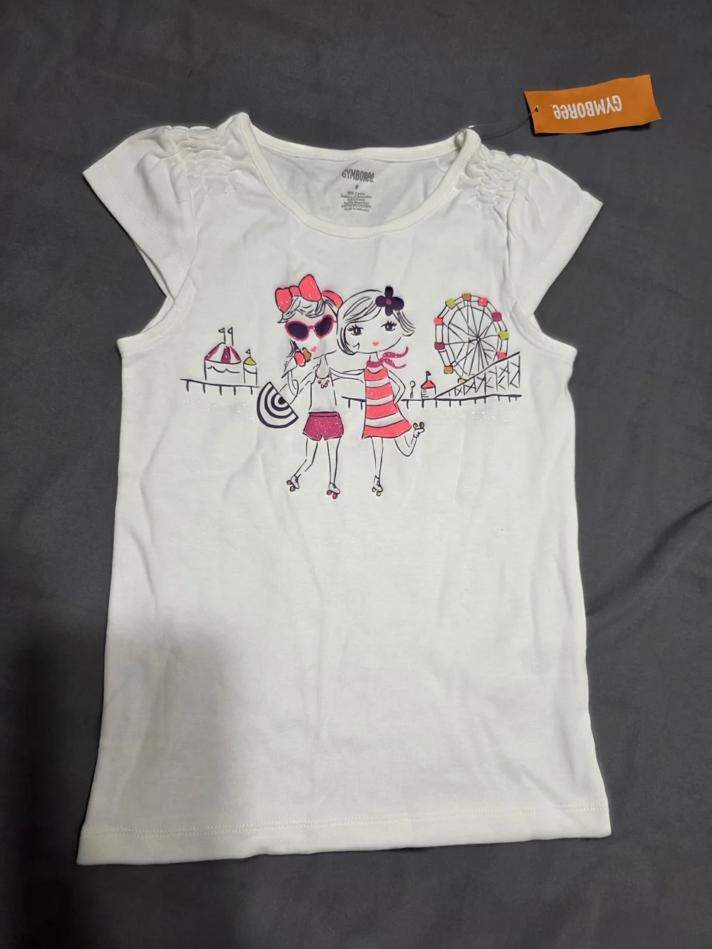 Gymboree White Short Sleeve Tee with Pink Graphic